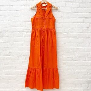 Anthropologie ||‎ Maeve Sleeveless Collared Shirtdress in Orange Red 2 NWT